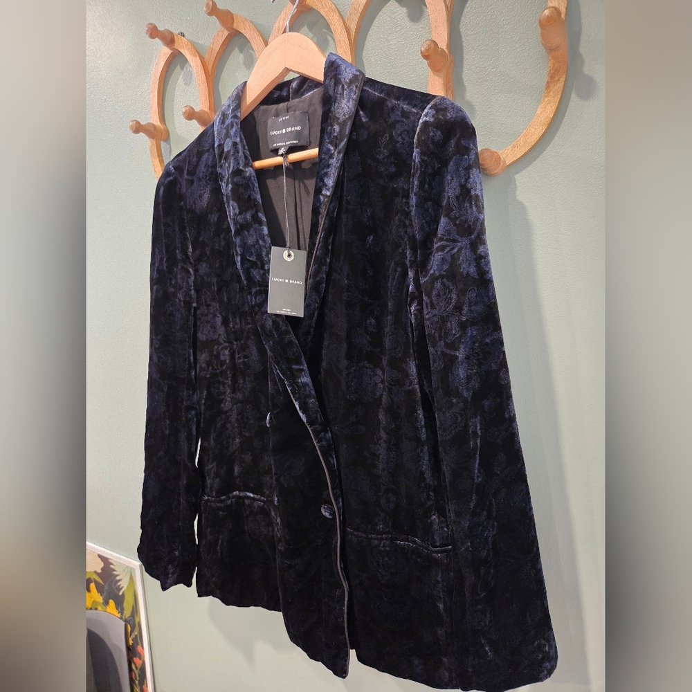 NWT Lucky Brand Printed Velvet Blazer